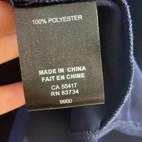 Linea Domani navy pop over long sleeve blouse‎ polyester. Large. NWT - Picture 5 of 7